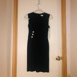 Calvin Klein Black Midi Dress with Button Accents